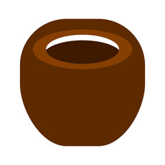 Vector realistic brown flower pot isolated on white background