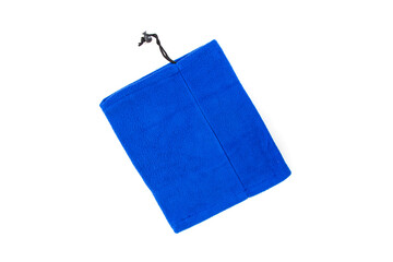 Blue fleece neck gaiter top down view