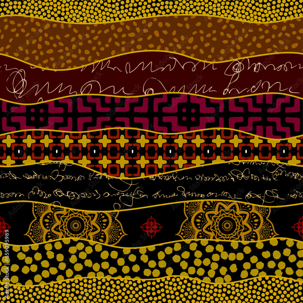 Poster grunge geometric vector seamless pattern made in ethnic style. african traditional design. creative 