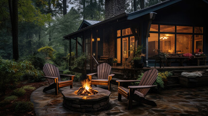 Cozy outdoor living spaces at night
