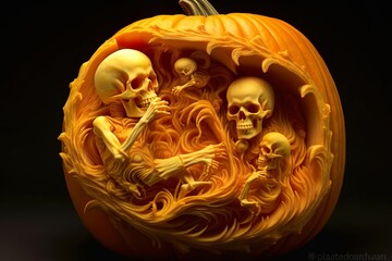 Fototapeta premium Halloween Pumpkin illustration made wit AI Generated