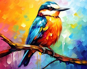 colorful bird is an abstract art travel icon.