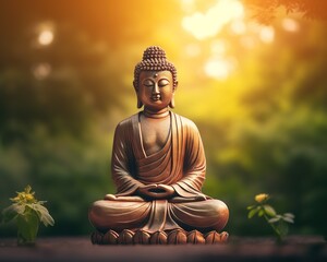 Buddha statue in meditating pose.