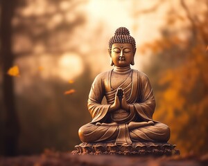 Buddha statue in meditating pose.