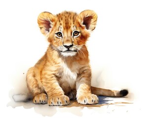 Obraz premium The lion is isolated on a white background.