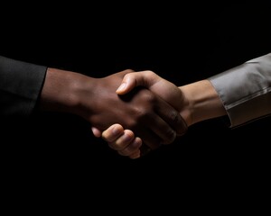 handshake between two people on a black background.