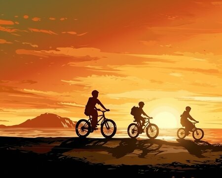 picture of riding bikes on a beach.