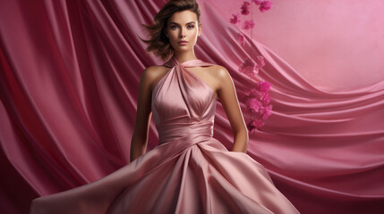 woman in pink dress