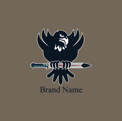 bird and sword logo concept