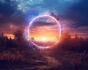 beautiful portal to another world and a transition to another space. - obrazy, fototapety, plakaty