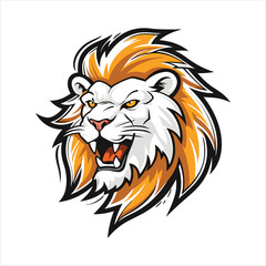 Vector Lion mascot logo template with whit background