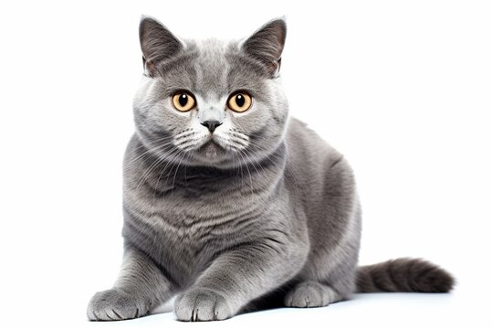 Gray cat on a white background. Generative AI