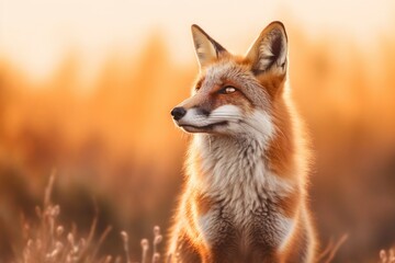 Fototapeta premium A Red Fox in Sunset Glow 
