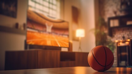Basketball on Table in Stylish Apartment Living Room
 - obrazy, fototapety, plakaty