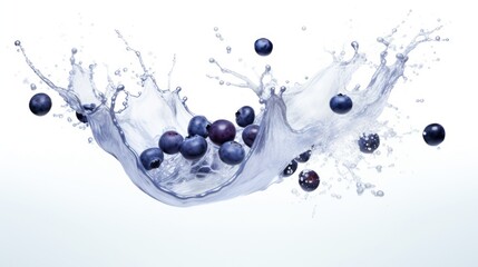 Milk Splash Blueberry Isolated White Background