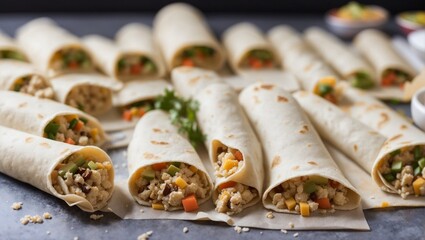 Tortillas rolled around a filling

