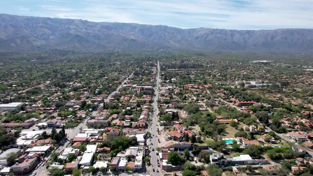 Aerial view of Villa de Merlo, San Luis Province, Argentina. Third microclimate in the world.