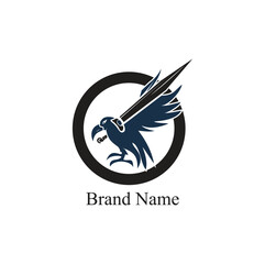 bird and sword logo concept