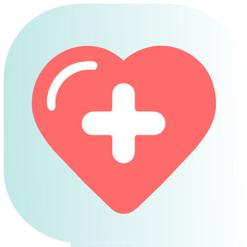 Medical heart icon with cross symbol, health care and cardiology concept