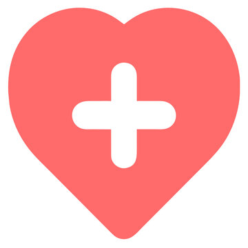 Medical heart icon with cross symbol, health care and cardiology concept