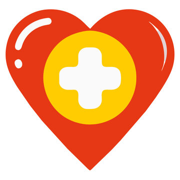 Medical heart icon with cross symbol, health care and cardiology concept