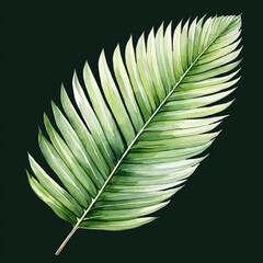 watercolor of coconut leaf isolated