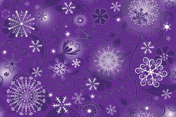 Vector winter seamless christmas violet pattern with snowflakes