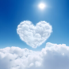 Naklejka na ściany i meble Beautiful Heart In The Clouds, Love Background