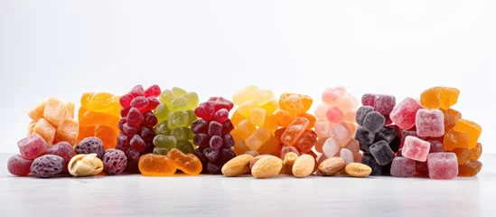 Foto auf Alu-Dibond Healthy vegan candies isolated on white background no lactose or sugar © AkuAku