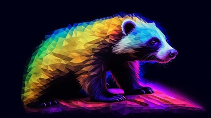 logo of a psycodelic pixelized honey badger vibrant.Generative AI - obrazy, fototapety, plakaty