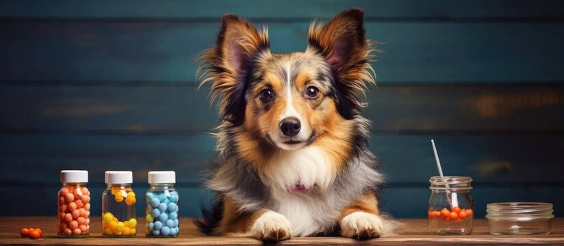 Dog receiving vaccine injection at veterinary clinic Illustrated concept for rabies prevention and pet health