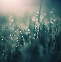 dew on the meadow. AI Generated.