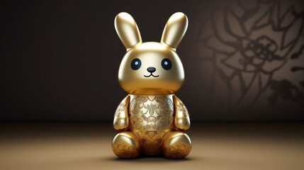 Lovely and happy anthr opomorphic bunny China man ceram.Generative AI