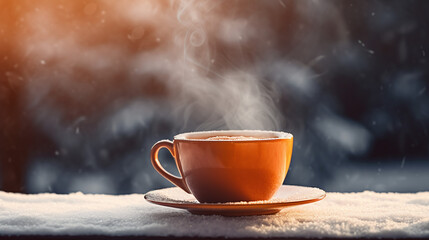 Orange Cup filled with delicious tea