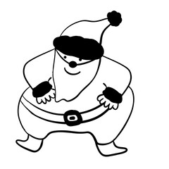 Cute Black and White Line Drawing of Santa Claus