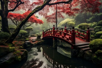 Japanese landscape photo. Generative AI