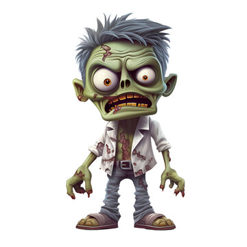 Cartoon Style Halloween Zombie Cartoon 3D Zombie No Background Applicable to Any Context Perfect for Print on Demand Merchandise