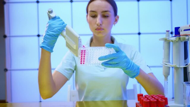 96 well plate used for genetic analysis in an genetics laboratory