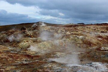 Geyser in Iceland causing smoggy views