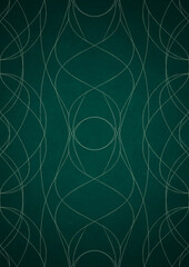 Hand-drawn unique abstract symmetrical seamless ornament. Bright green on a deep cold green with vignette of a darker background color. Paper texture. Digital artwork, A4. (pattern: p10-1d)