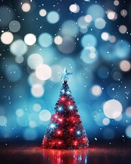 Christmas tree on bokeh background, christmas and new year concept. Created with Generative AI tools