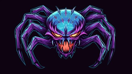 mega spider in spider web illustration for a sticker.Generative AI