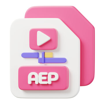 AEP file document. File type icon. Files format and document concept. 3d Render illustration.