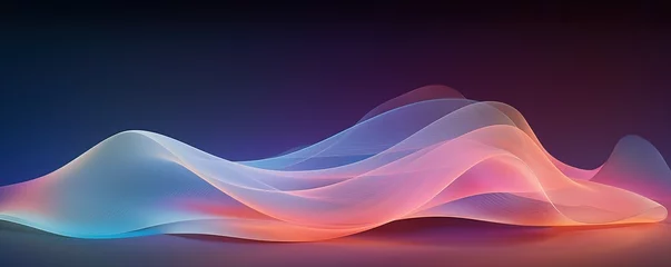 Gardinen Dark abstract background with glowing abstract waves, sound wave. © png-jpeg-vector