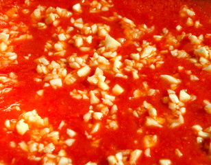 Texture of delicious adjika sauce as a background