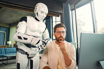 Robot and man at home