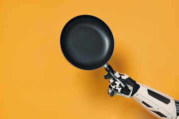 Robot isolated on orange background