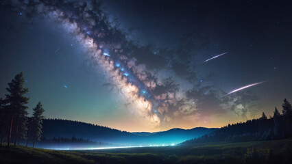 Milky way and stars in the night sky