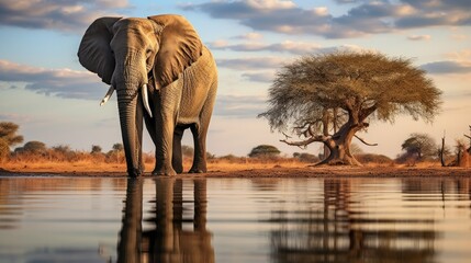 Elephant in the savannah, in Kenya