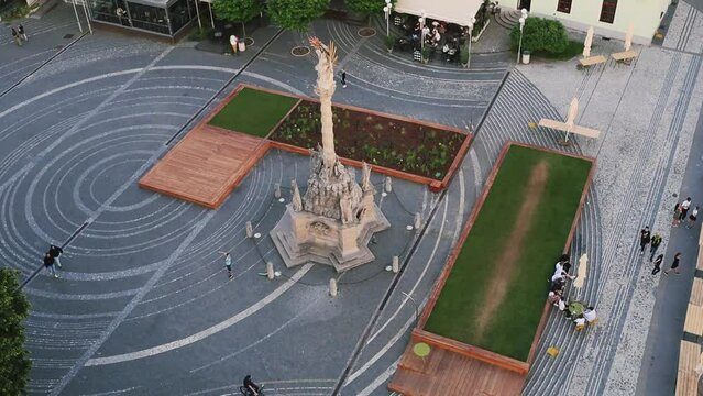 Central Square with a monument in Trnava, Slovakia